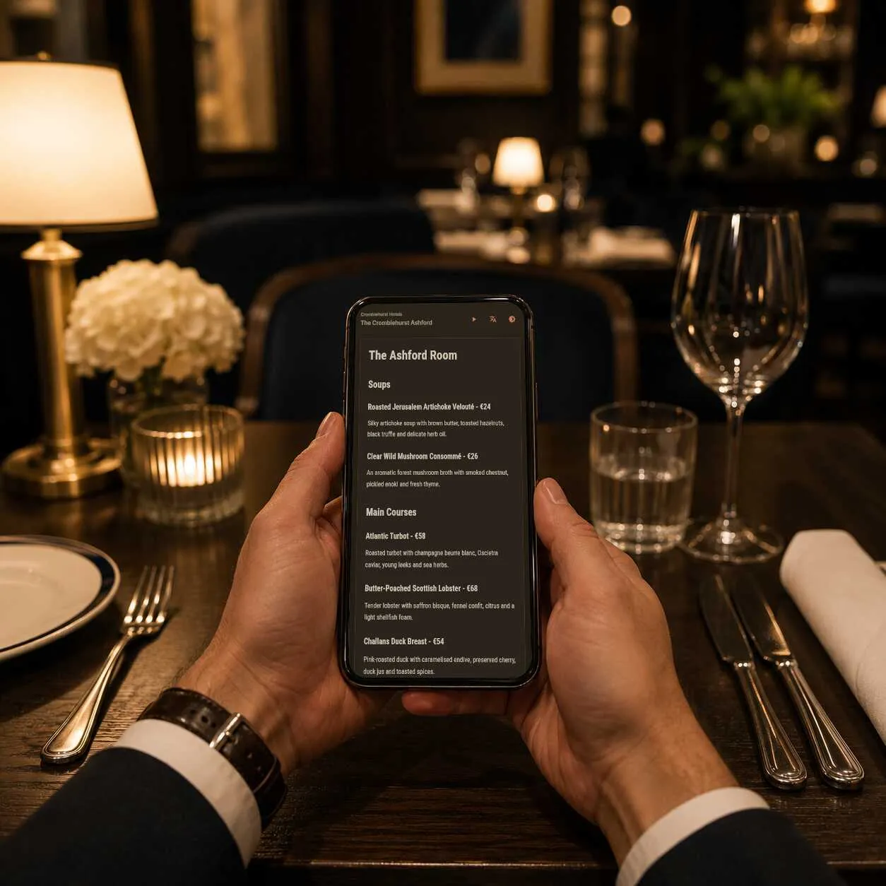 Restaurant visitor information on a phone